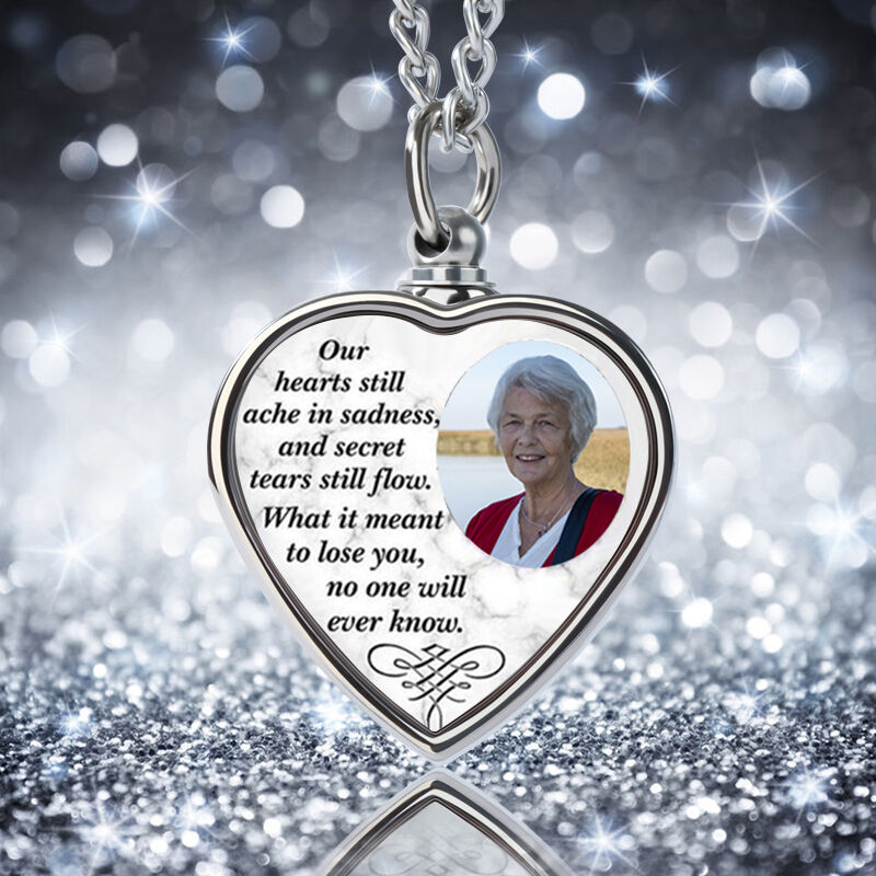 Personalized Picture Memorial Urn Necklace Our hearts will ache in sadness