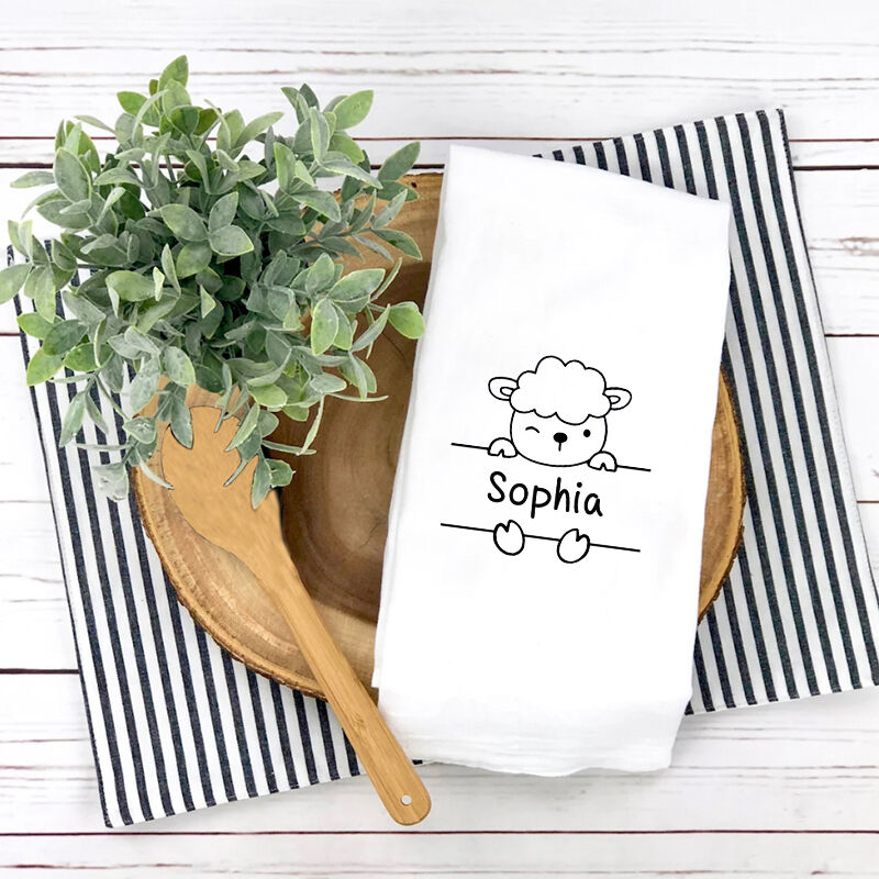 Personalized Towel with Custom Lovely Lamb Name Card Design Cute Present for Child