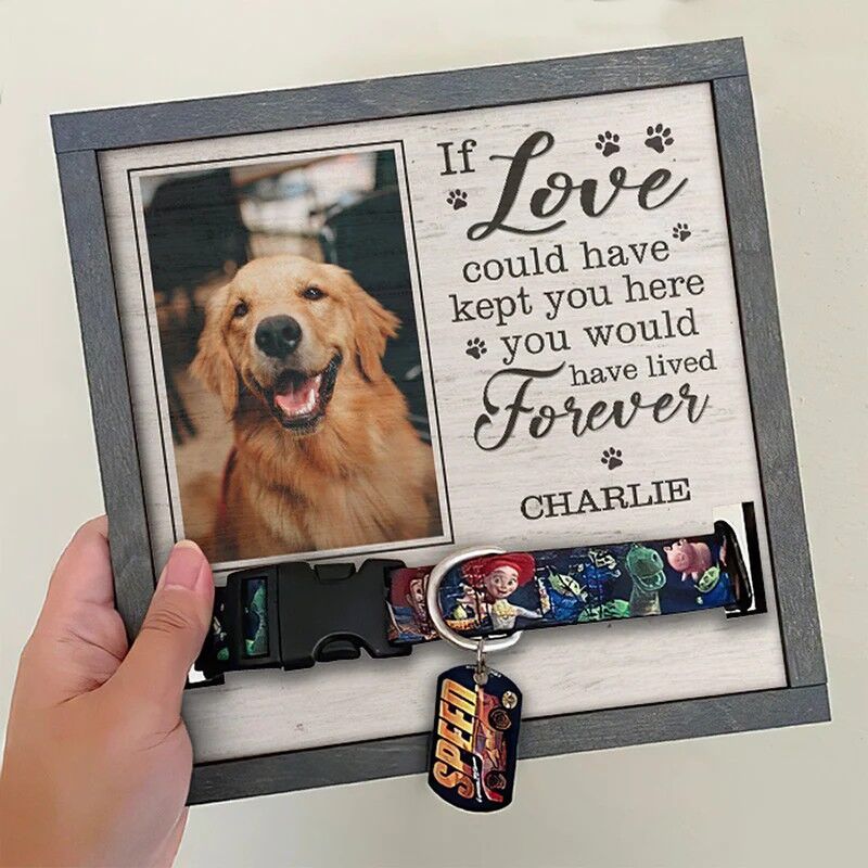 Personalized Picture Frame If Love Could Have Kept You Here with Dog Collar Design Memorial Gift for Pet Lover
