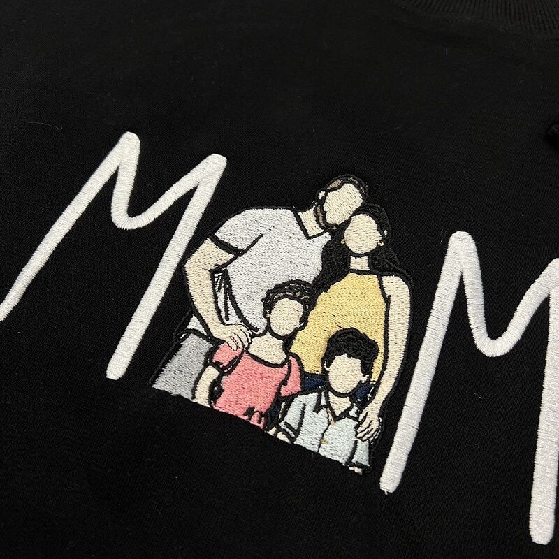 Personalized Sweatshirt Embroidered Mama with Custom Photo Design Attractive Gift for Mother's Day