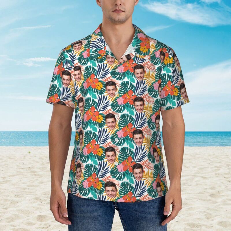 Camisas Hawaianas Personalizadas Hojas de Verano Regalos para Hombres