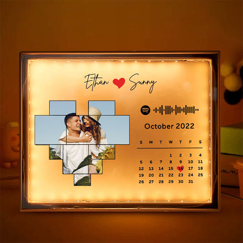 Personalized Picture Mirror Lamp with Custom Spotify Code Creative Gift for Couples
