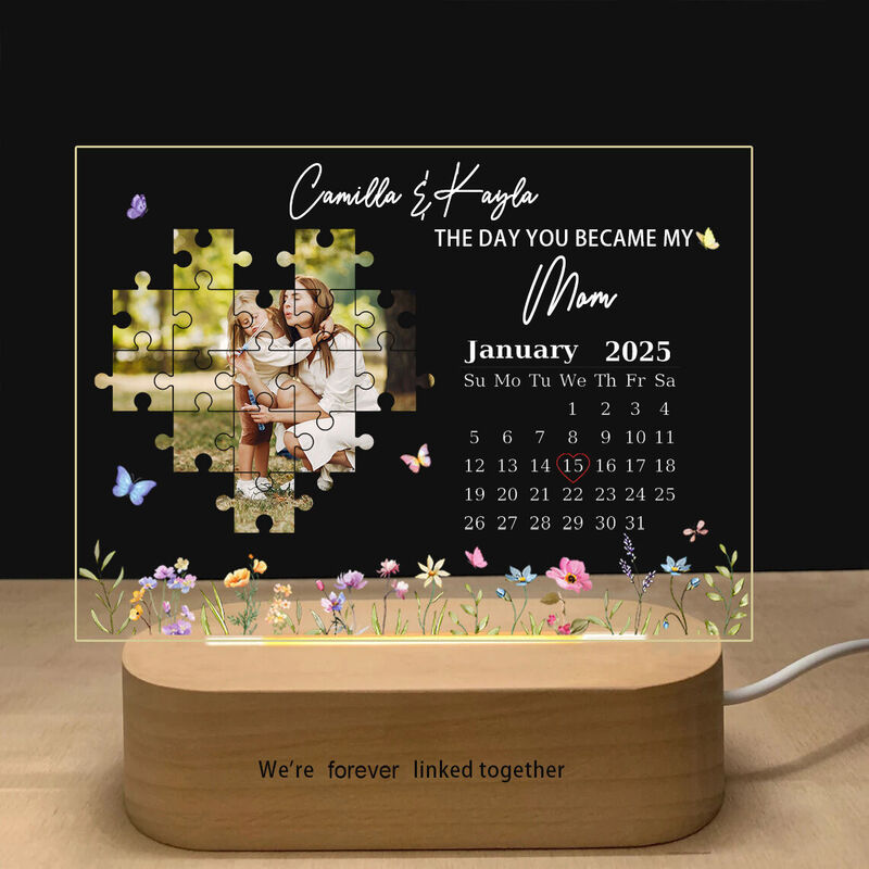 Personalized Picture Night Light with Beautiful Flowers Pattern Important Gift for Mother's Day