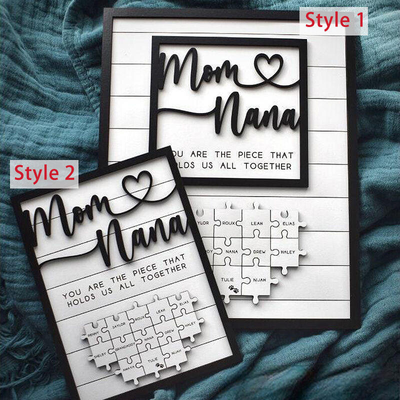 Personalized Name Puzzle Frame Mom and Nana Sign Warm Design Exquisite Gift for Mother's Day