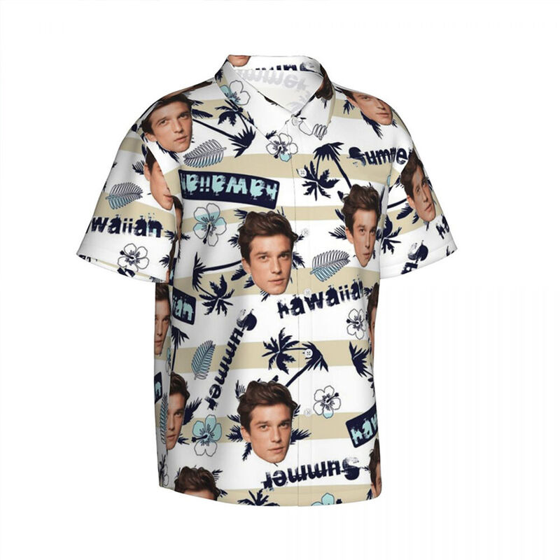 Personalized Hawaiian Shirts Custom Face Portrait Holiday Style Short Sleeve Shirts Gifts for Men