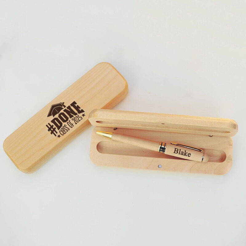 Personalized Pen Wooden Box Done Graduation Cap Creative Design Perfect Gift for Graduates