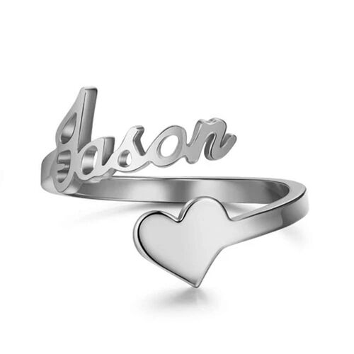 "Love Is Seed" Personalized Heart Name Ring