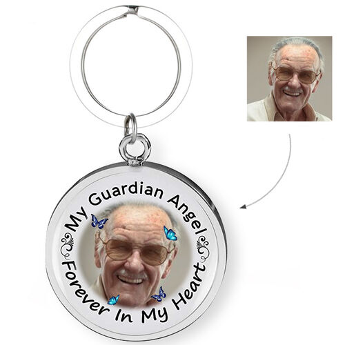 "My Guardian Angel Forever in My Heart" Custom Photo Keychain