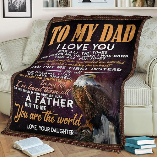 Personalized Flannel Letter Blanket Eagle Galaxy Blanket Gift from Daughter for Dad
