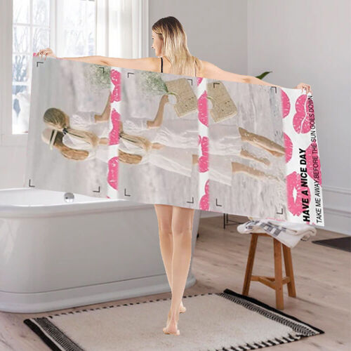 Personalized Photo Beach Bath Towel Creative Gift for Best Friend