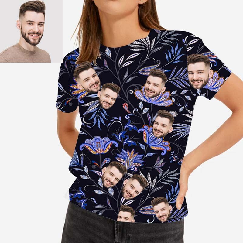 "Beautiful Irises" Custom Face Women's Hawaiian T-Shirt