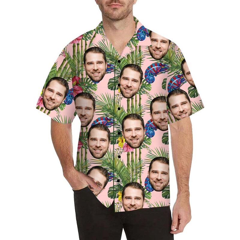 Custom Face Plant and Gecko Men's All Over Print Hawaiian Shirt