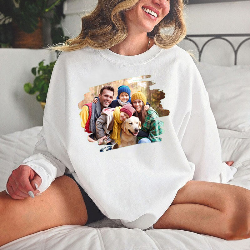 Personalized Sweatshirt Custom Picture with Irregular Contour Artistic Design for Mom