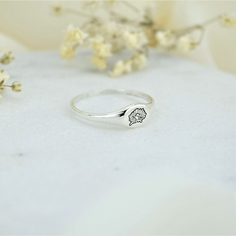 Personalized Birthflower Ring Simple And Interesting Gift for Girlfriend