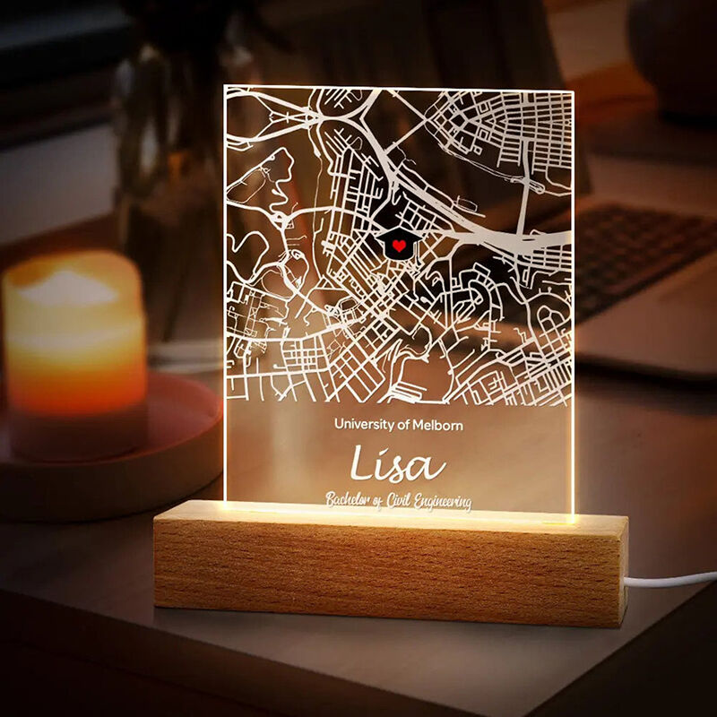 Personalized Map Night Light Creative Gift for Graduation