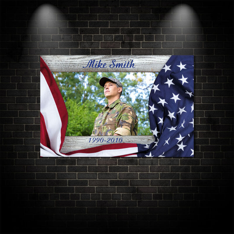 Personalized Picture Canvas Wall Art Flag Background Design Unique Gift for Friend