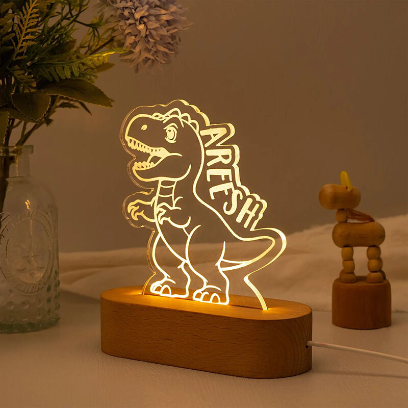 Personalized Name Night Light with Dinosaur Pattern Funny Gift for Kids