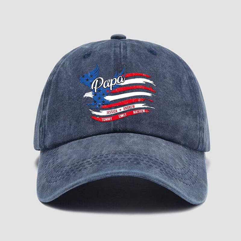 Personalized Hat Eagle Flying Custom Names Design Creative 4th Of July Gift for Family