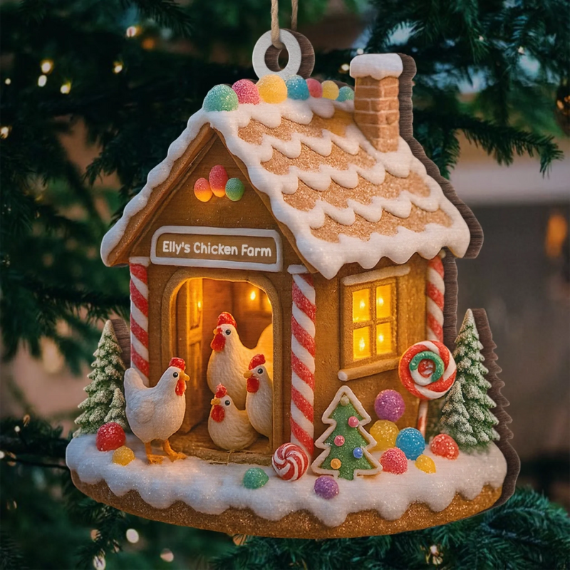 Personalized Chicken Farm Ornament Cute Gift for Christmas