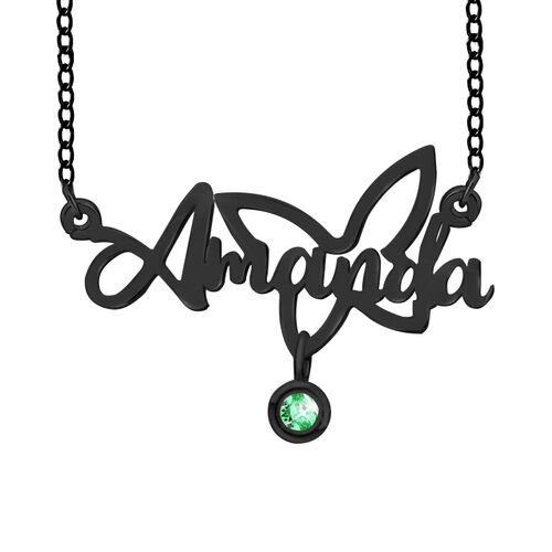 "I Am Yours" Personalized Name Necklace With Birthstone