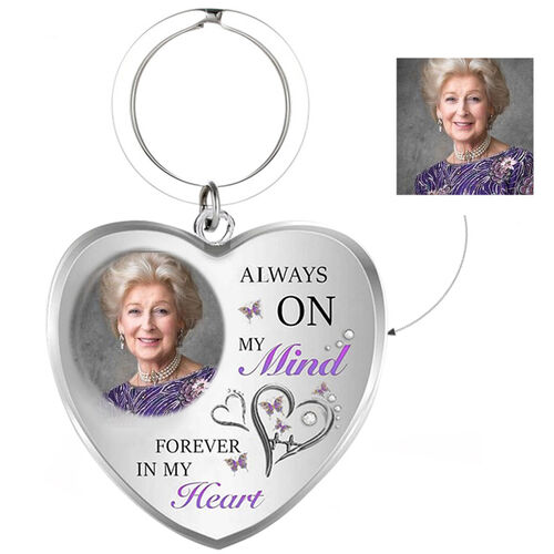 "Always On My Mind & Forever In My Hear"t Custom Photo Keychain