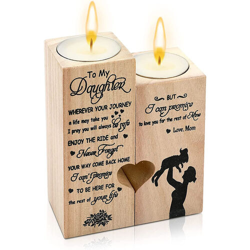 "To My Daughter Personalised Candle Holder Anniversary Craft Candlestick "Gift for Birthday and Christmas