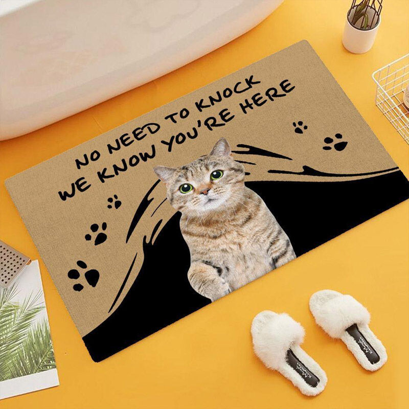 “No Need To Knock” Personalized Pet Photo Doormat
