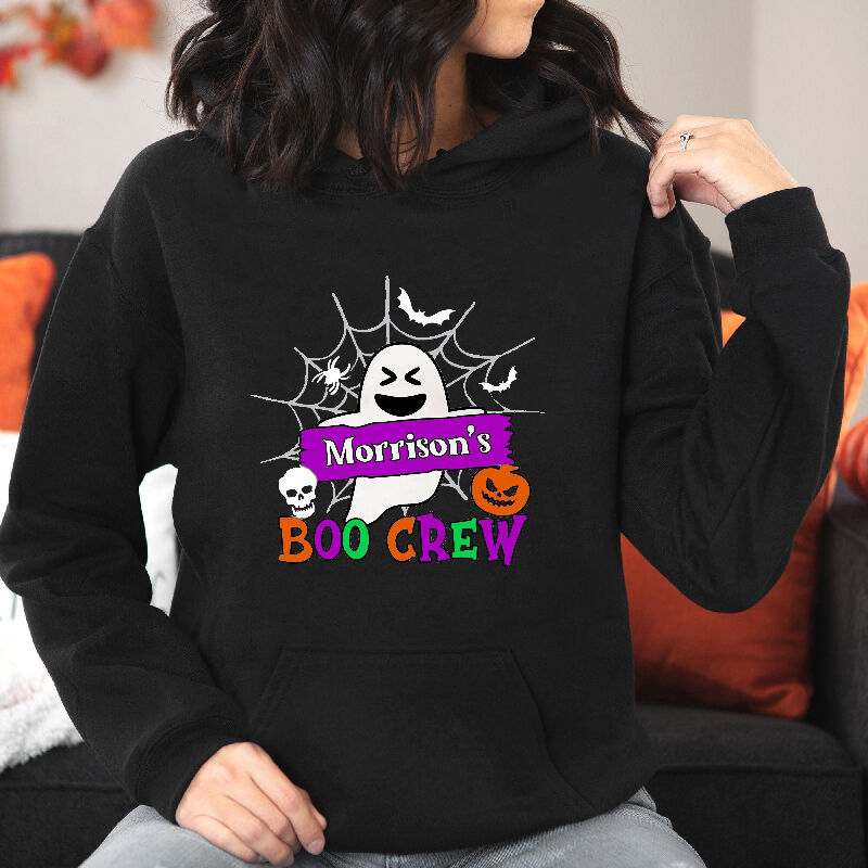 Personalized Name Hoodie with Ghost And Bat Pattern Perfect Halloween Gift