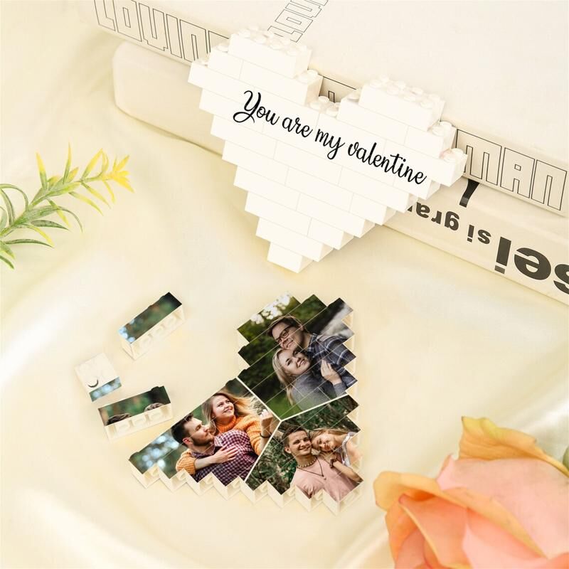Briques de Construction Personnalisé avec Votre Propre Image Blocs Puzzle Photo Personnalisé en Forme Coeur Cadeau de fête des mères