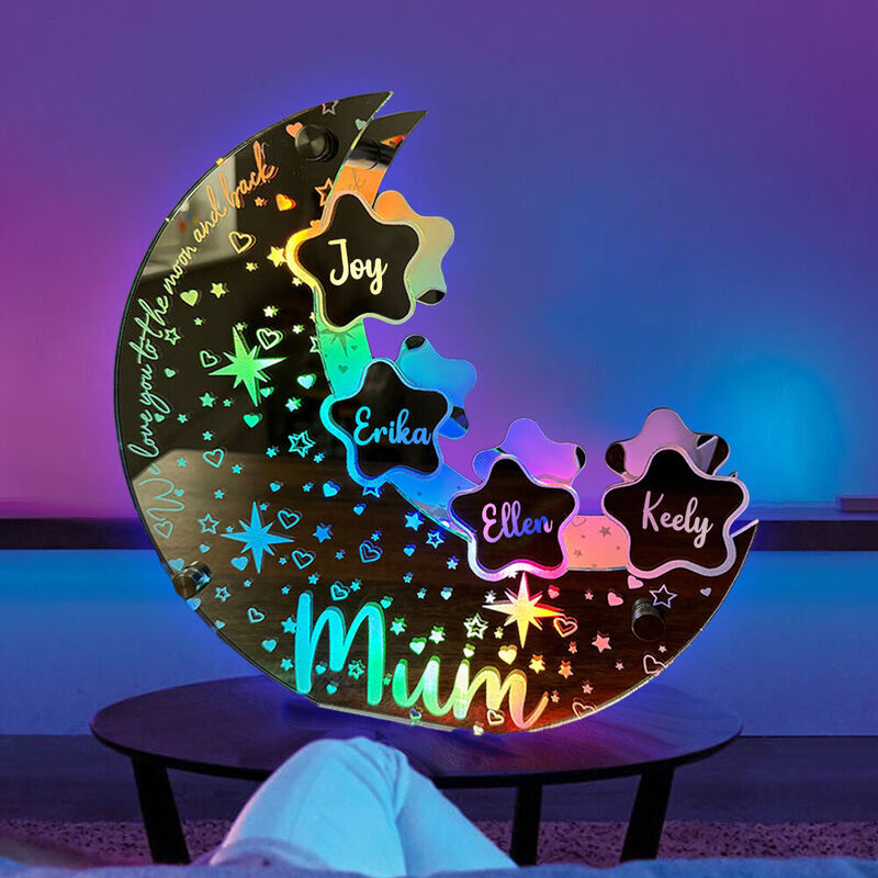 Personalized Led Mirror Light Moon Shape Cool Gift For Family