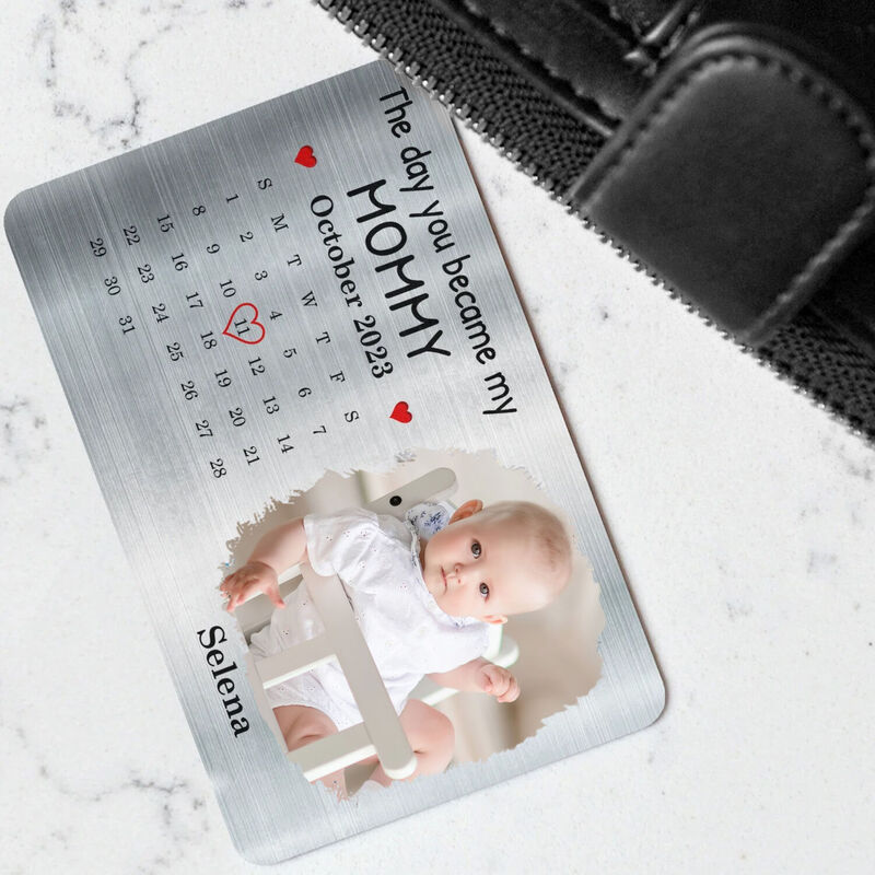 Personalized Aluminum Wallet Card With Customized Baby Photos For Father's Day