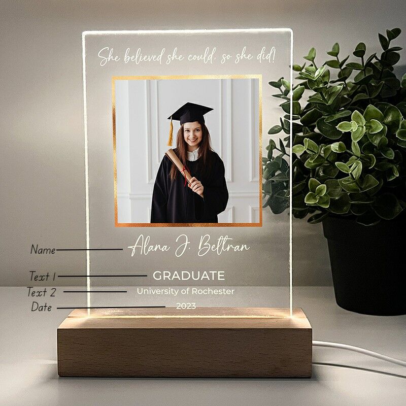 Personalized Picture Night Light Precious Present for Graduation