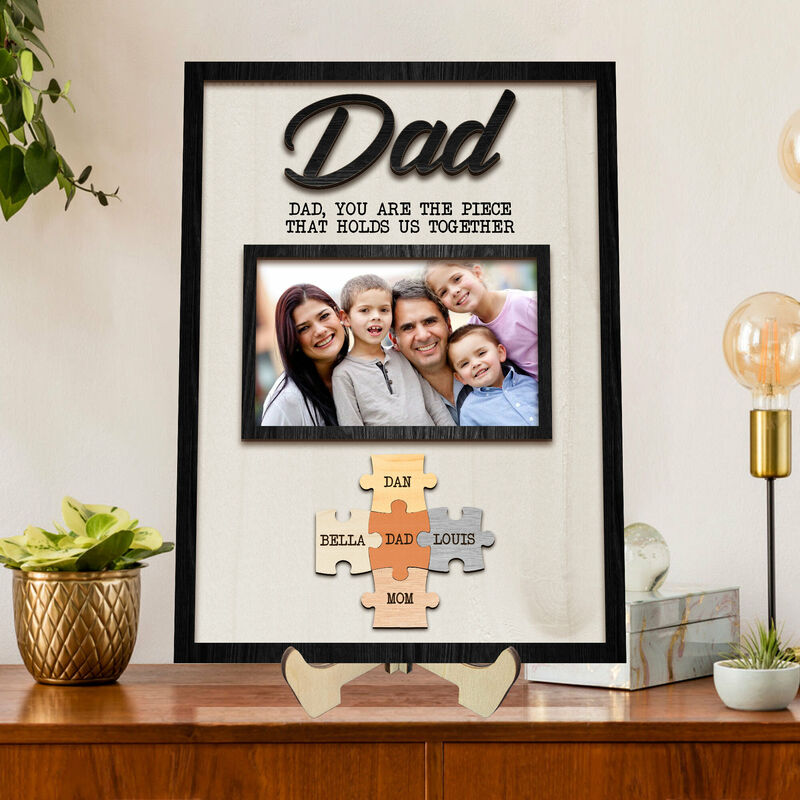 Personalized Name Puzzle Frame With Photo Warm Father's Day Gift