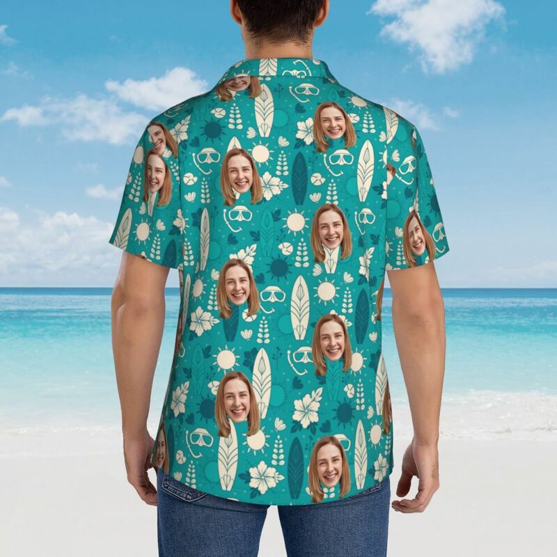 Camicie hawaiane personalizzate Aggiungi foto del viso Camicie casual per lui