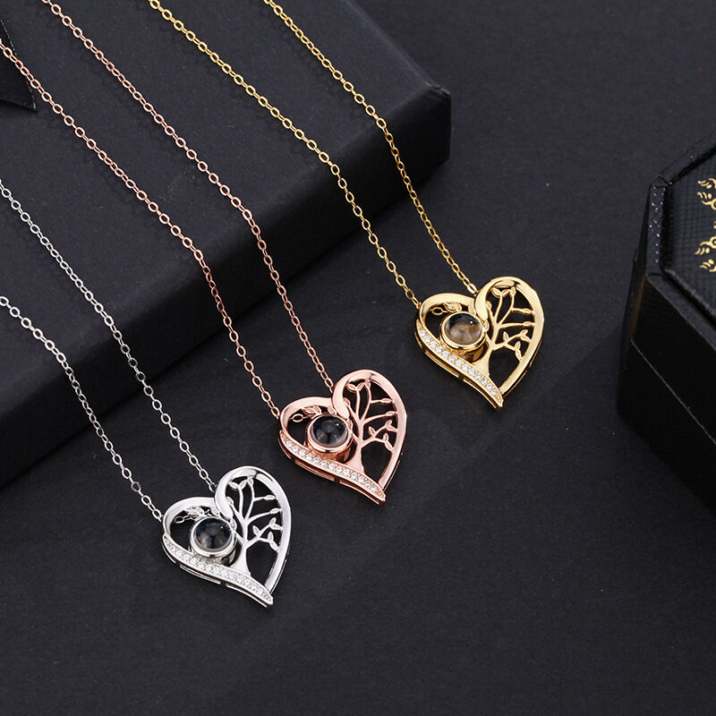 Boîte à bijoux personnalisé pour ours avec collier de projection arbre de vie Cadeau de St Valentin