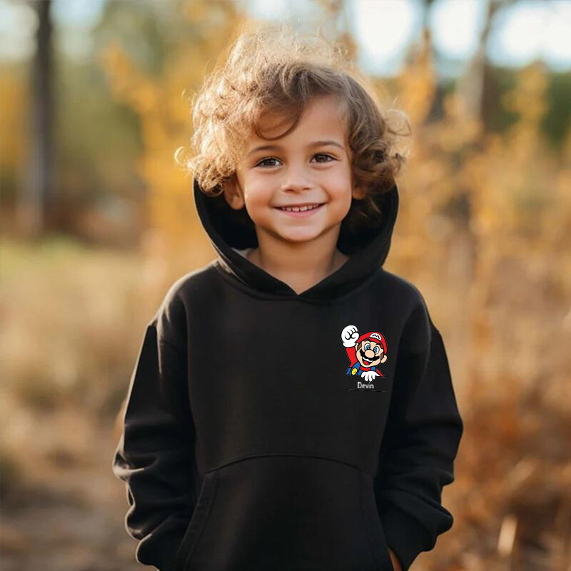 Personalisierter Kinder-Kapuzenpullover mit individuellem Namen und niedlichem Anime-Muster Kindergeschenke