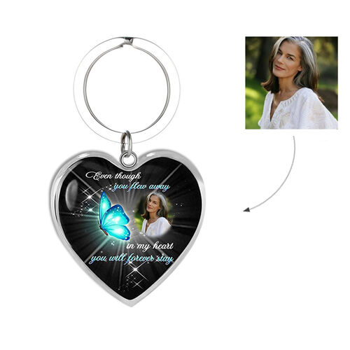 "In My Heart You Will Forever Stay" Custom Photo Keychain