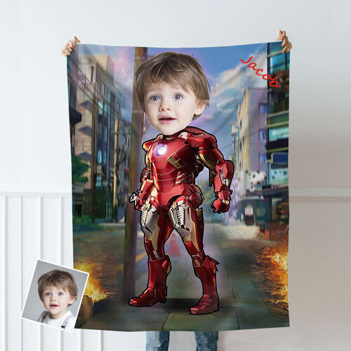 Personalized Custom Photo Blanket Anime Character City Street Background Flannel Blanket