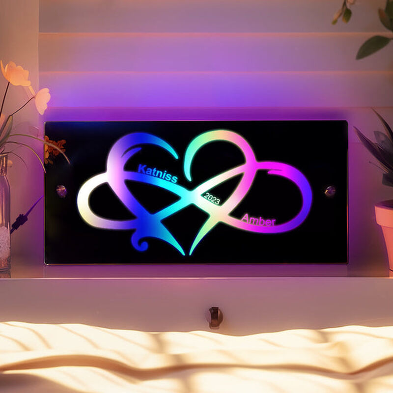 Personalized Led Mirror Lamp Customized Name With Heart Pattern Cool Gift For Valentine's Day
