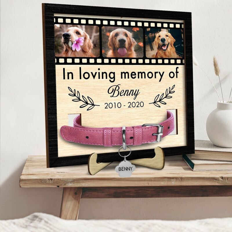 Personalized Pet Collar Frame Custom Photo Memorial Gift For Pet Lovers