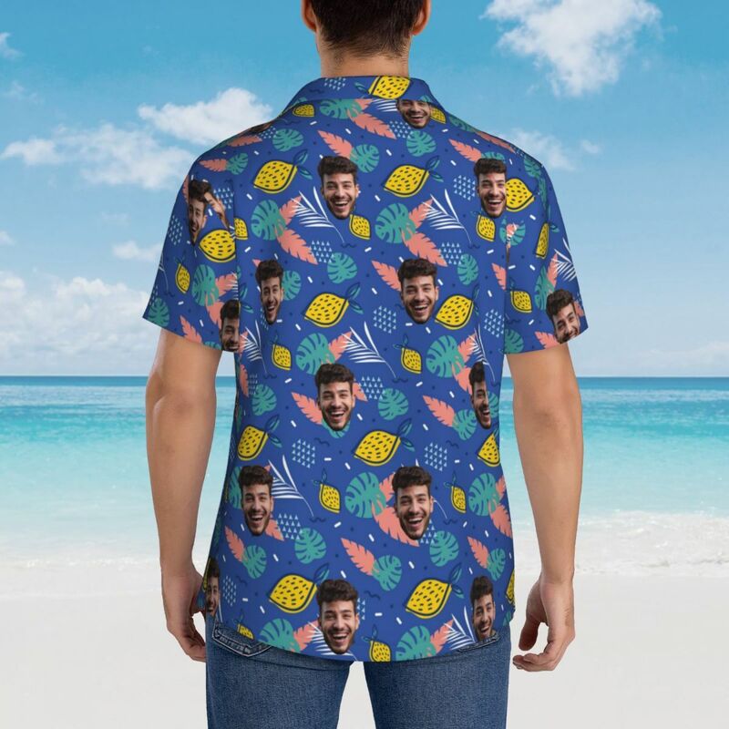 Personalisiertes Hawaiihemd Tropische Blätter Print Urlaub Geschenk für Männer