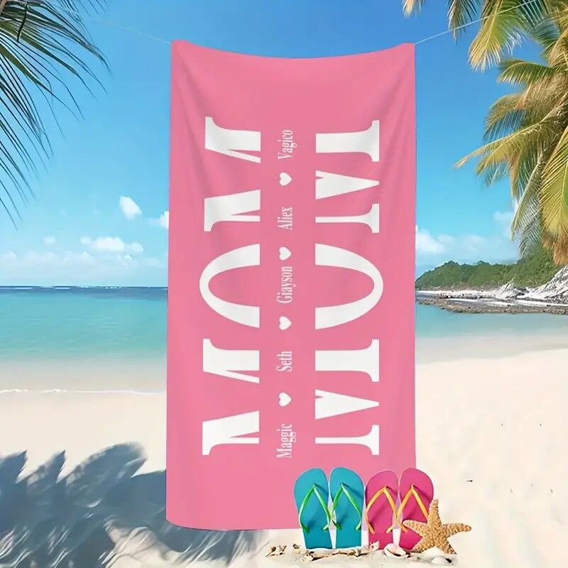 Personalized Name Bath Towel Simple Present for Family