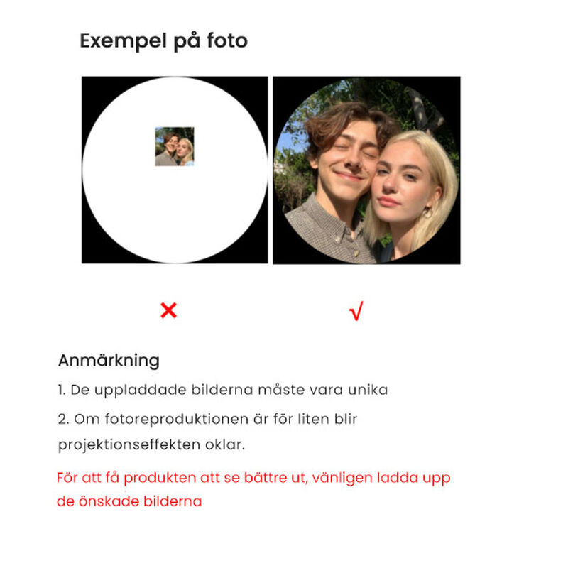 Personlig smyckeskrin med projicerat bildhalsband Vacker present till alla hjärtans dag