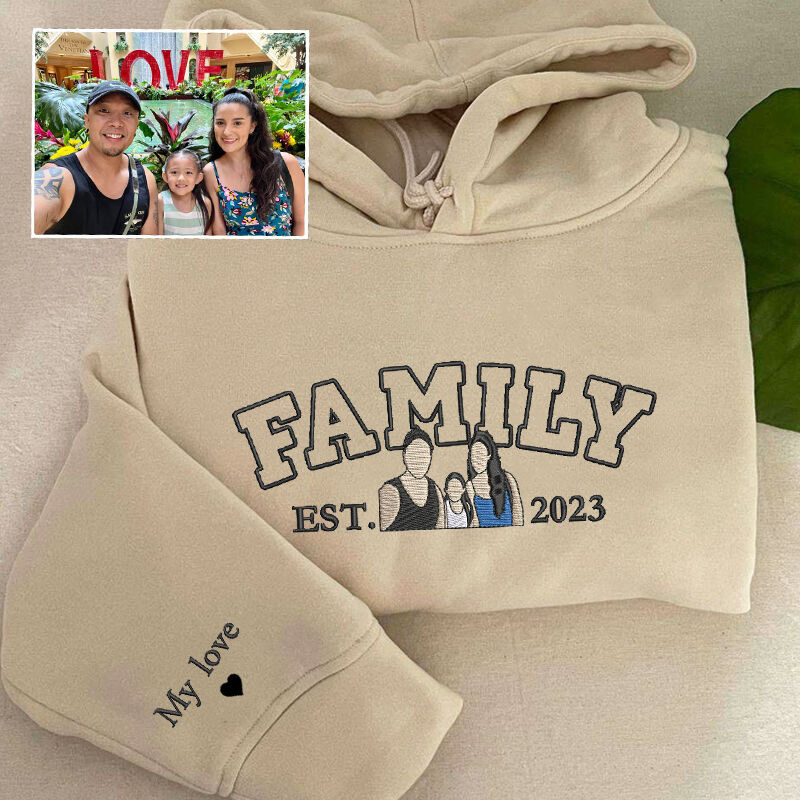 Personalized Hoodie Embroidery Custom Family Photo Logo Design Perfect Warm Gift for Family