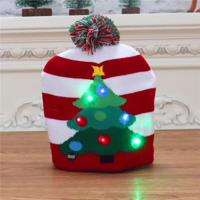 Christmas LED Light Knitted Beanies Funny Attractive Gift for Family