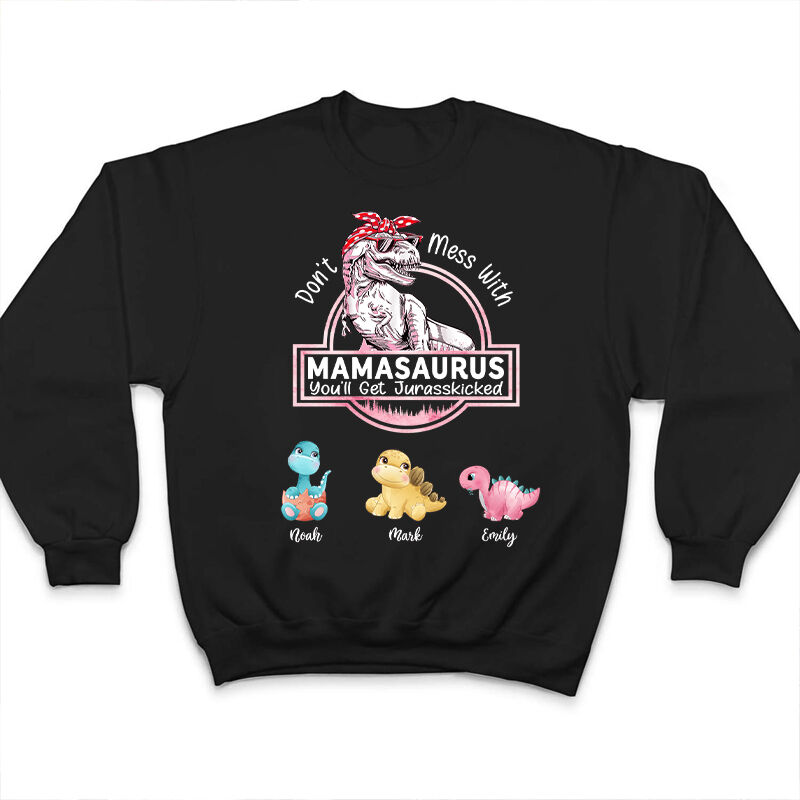 Personalized Sweatshirt Mamasaurus with Optional Cartoon Dinosaurs Pattern Creative Mother's Day Gift