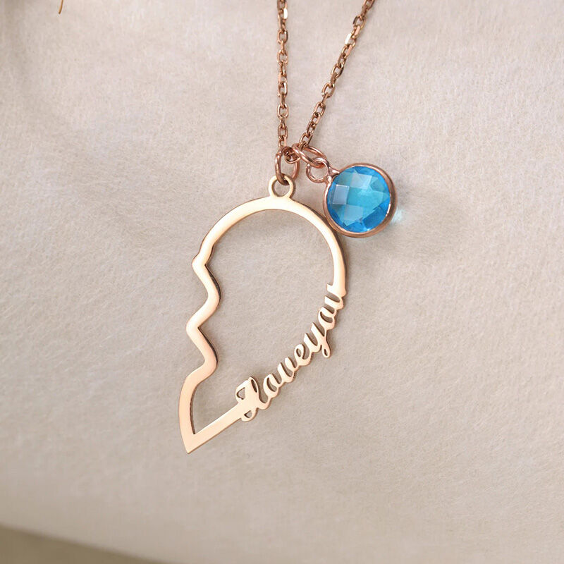 Collier de couple personnalisé avec nom et pierre de naissance Cadeau romantique