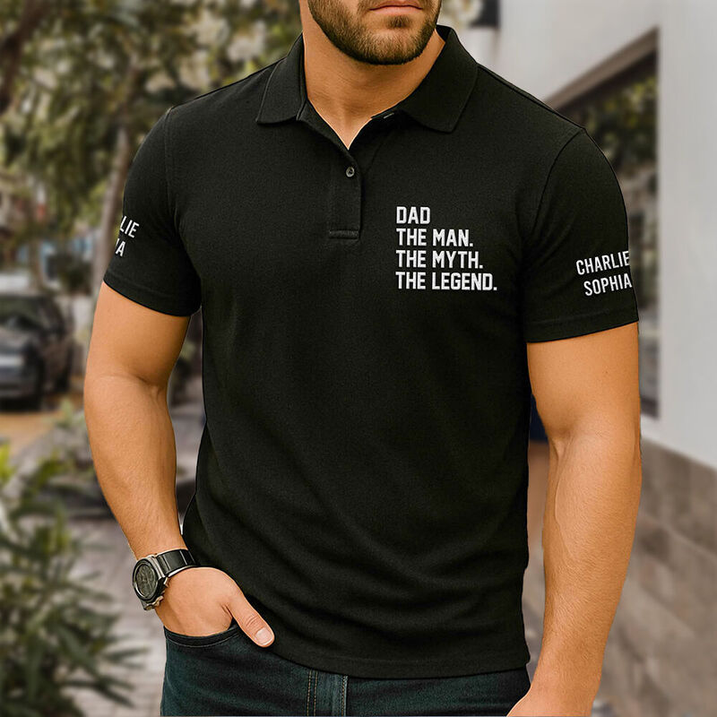 Personalized Name Embroidered Polo Shirt Unique Gift for Father's Day