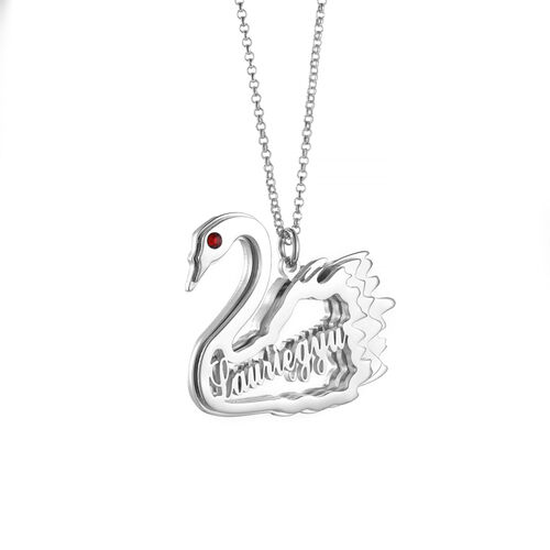 Swan Personalized Necklace with Birthstone