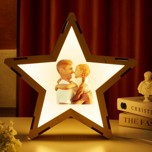 Benutzerdefinierte hölzerne Stern Nachtlicht Zimmer Deko Personalisieren Geburtstagsgeschenk für Kinder